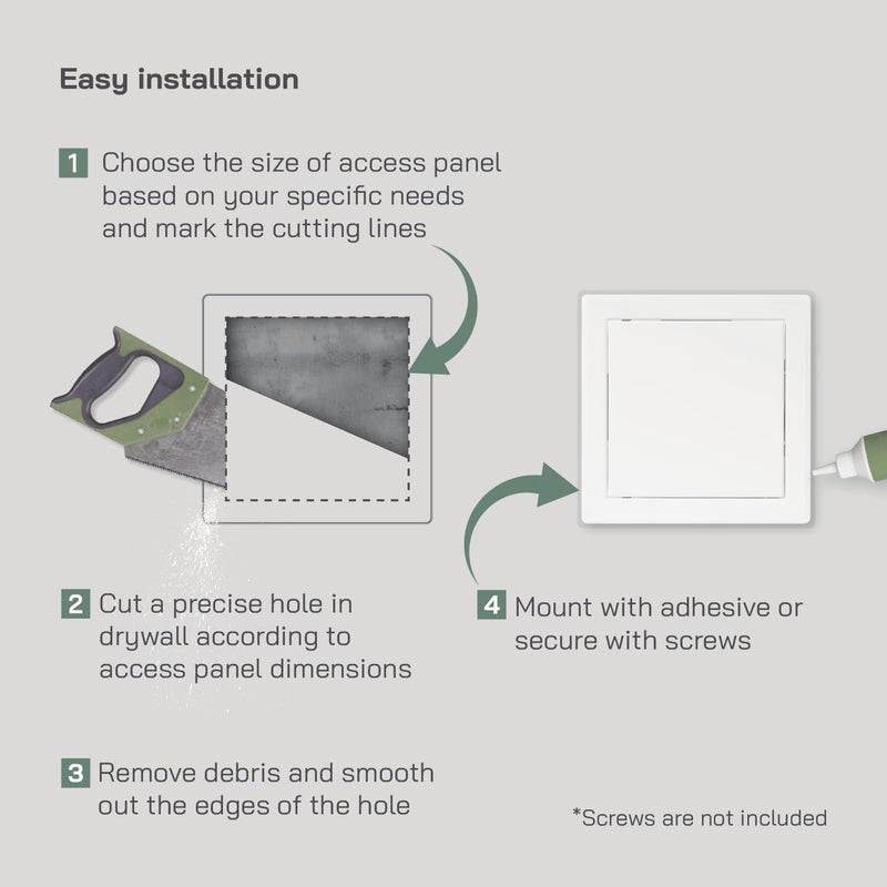 Vent Systems لوحة وصول معدنية بيضاء مقاس 6 بوصة × 6 بوصة مع وظيفة النقر - أبواب وصول سهلة - لوحة وصول للجدران، والخدمات الكهربائية والسباكة - Image 5